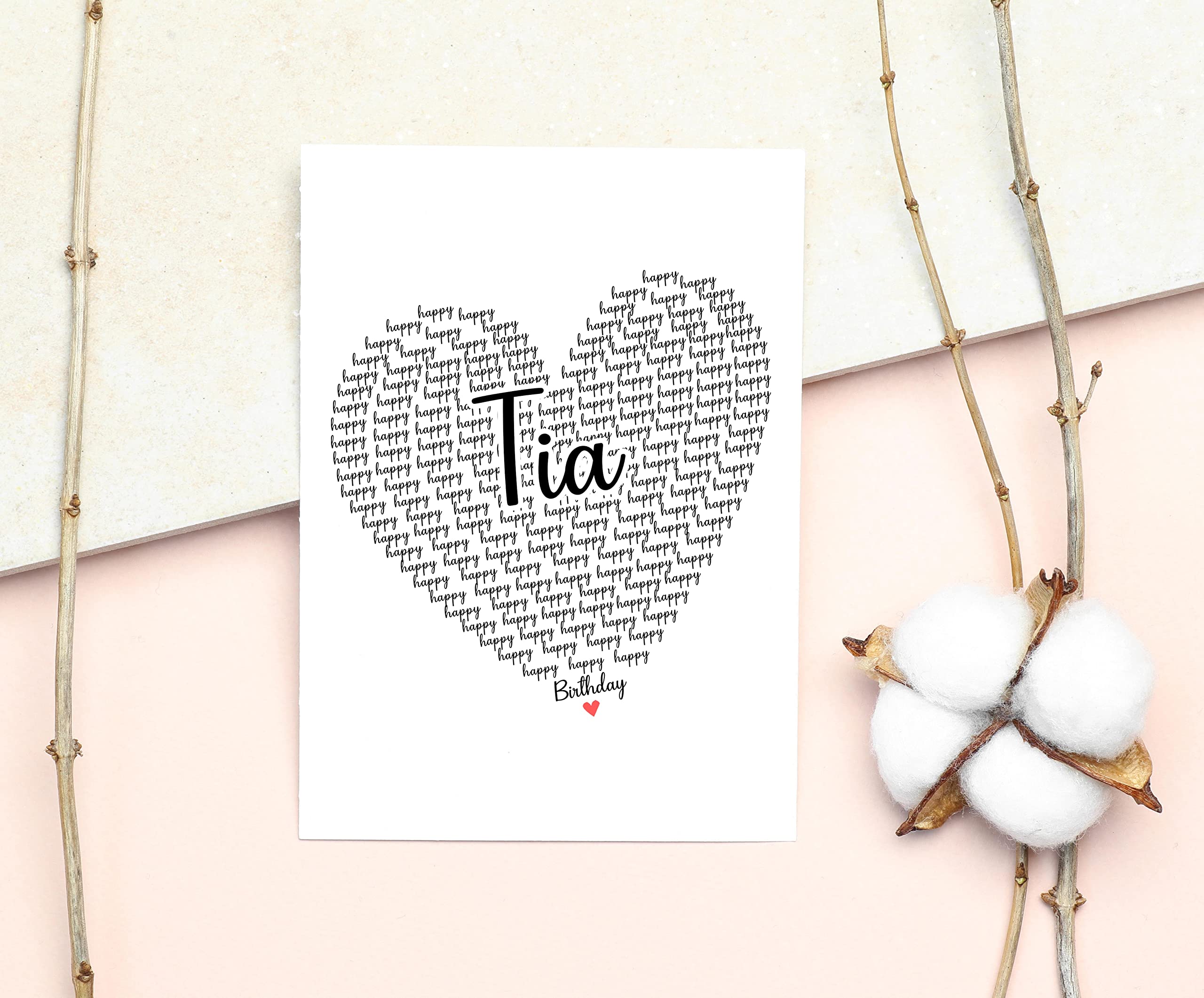 GavinsDesigns Happy Birthday Tia Card - Cute Happy Birthday - Birthday Greeting Card - Sweet Birthday Card For Tia - Anniversary-Thank You Card - Heart Happy Birthday Mom - I Love You Tia Card