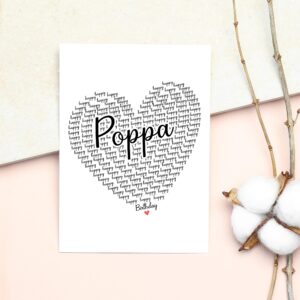 GavinsDesigns Happy Birthday Poppa Card - Cute Happy Birthday - Birthday Greeting Card - Sweet Birthday Card For Poppa - Anniversary-Thank You Card - Heart Happy Birthday Mom - I Love You Poppa Card