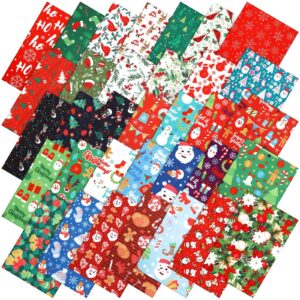 irenare 100 pcs 8 x 8 inches christmas fabric bundles fat quarters santa claus precut fabric bundle squares xmas tree snowman printed sewing patchwork fabric winter fabric for xmas diy crafts quilting