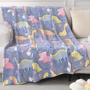 Glow in The Dark Dinosaur Blanket for Boys and Girls Funny Gift,Kids Blanket 50×60 in Super Soft Fluffy,Throw Blanket Warm Cozy Also Suitable Toddler