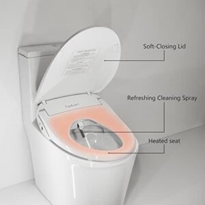 Facilavi Electronic Heated Bidet Toilet Seat Elongated, Smart Toilet Seat, Bidet with Warm Water, Bidet with Remote, Multiple Spray Modes, Aerated Cleansing,Cold-Hot SPA Cleansing,White