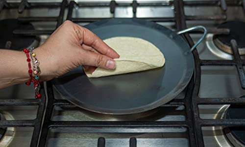 Comales Para Tortillas Grande Para Estufas for Tortillas y Quesadilla Carbon Steel Heavy Duty Metal Handle (11.5 Inch)