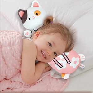 Terbaik Long Cat Plush Pillow, Cherry-Blossom, 20 in, Kawaii Cat Stuffed Animal Body Pillow for Girls, Boys, and Girlfriend - Soft & Fluffy (Pink)