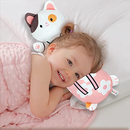 Terbaik Long Cat Plush Pillow, Cherry-Blossom, 20 in, Kawaii Cat Stuffed Animal Body Pillow for Girls, Boys, and Girlfriend - Soft & Fluffy (Pink)