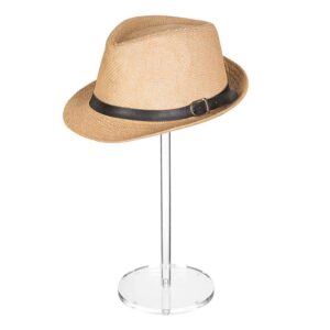 1 Piece Acrylic Hat Stand Wig Display Rack Hat Holder Acrylic Hat Rack Stand Wig Holder Hat Pedestal Stand Baseball Hat Rack Stand for Hat Watch Jewelry(Round Base, 30cm)