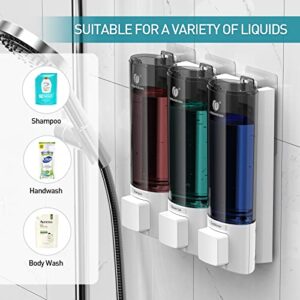 Shower Soap Dispenser 3 in 1 Chamber 200mlx3 Wall Mounted No Drilled Body Wash Shampoo and Conditioner Dispenser Home Hotel Bathroom