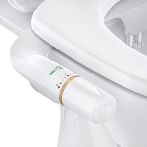 ciays bidet attachment for toilet ultra-slim bidet sprayer with pressure controls non-electric dual nozzles for feminine/posterior wash, bamboo/white standard