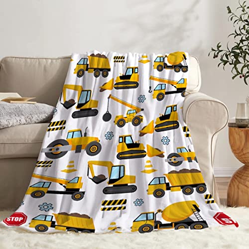 Ottoy Construction Trucks Blanket Lightweight Plush Fuzzy Cozy Soft Blankets for Couch Quilt Decorative Birthday Gift 50"x40" for Kids