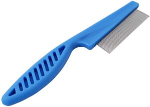 flea comb to fleas for long hair, dogs and cats ruberised easy grip handle pet supplies, blue practical and deft