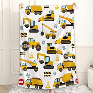 Ottoy Construction Trucks Blanket Lightweight Plush Fuzzy Cozy Soft Blankets for Couch Quilt Decorative Birthday Gift 50"x40" for Kids