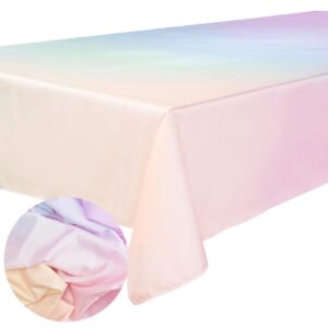 xo, fetti pastel gradient washable tablecloth - 9 ft. | birthday party decorations, bachelorette party supplies, rainbow baby shower, pastel preppy, tableware