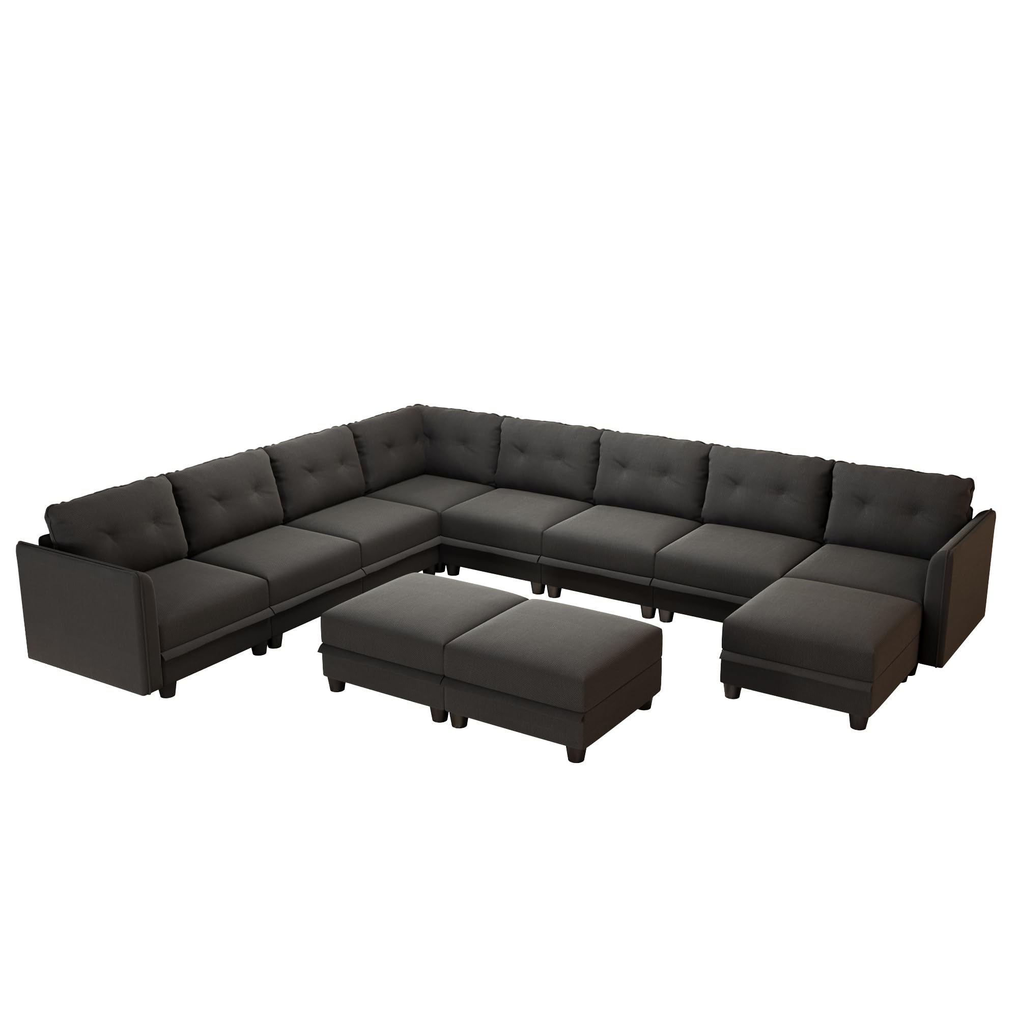 LLappuil Modular Sectional Sofa with Storage Oversized U Shaped Couch with Reversible Chaise Velvet Waterproof Anti-Scratch Sofas for Living Room 10 Seats with Ottoman Grey Brown