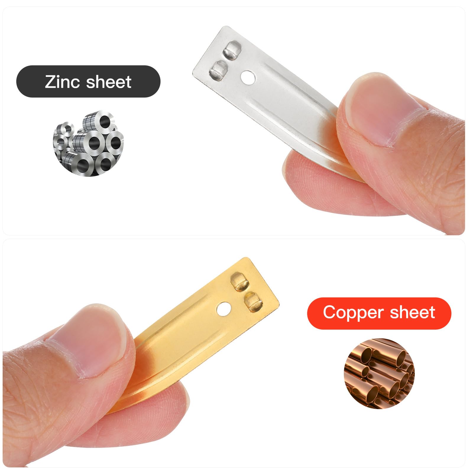 30pcs Sheet Copper Zinc Electrode Strip Zinc Plate Anode for Zinc Electroplating Fruit Battery Experiment Supplies Zinc Strip for Fruit Battery Experiment Electrode Strips