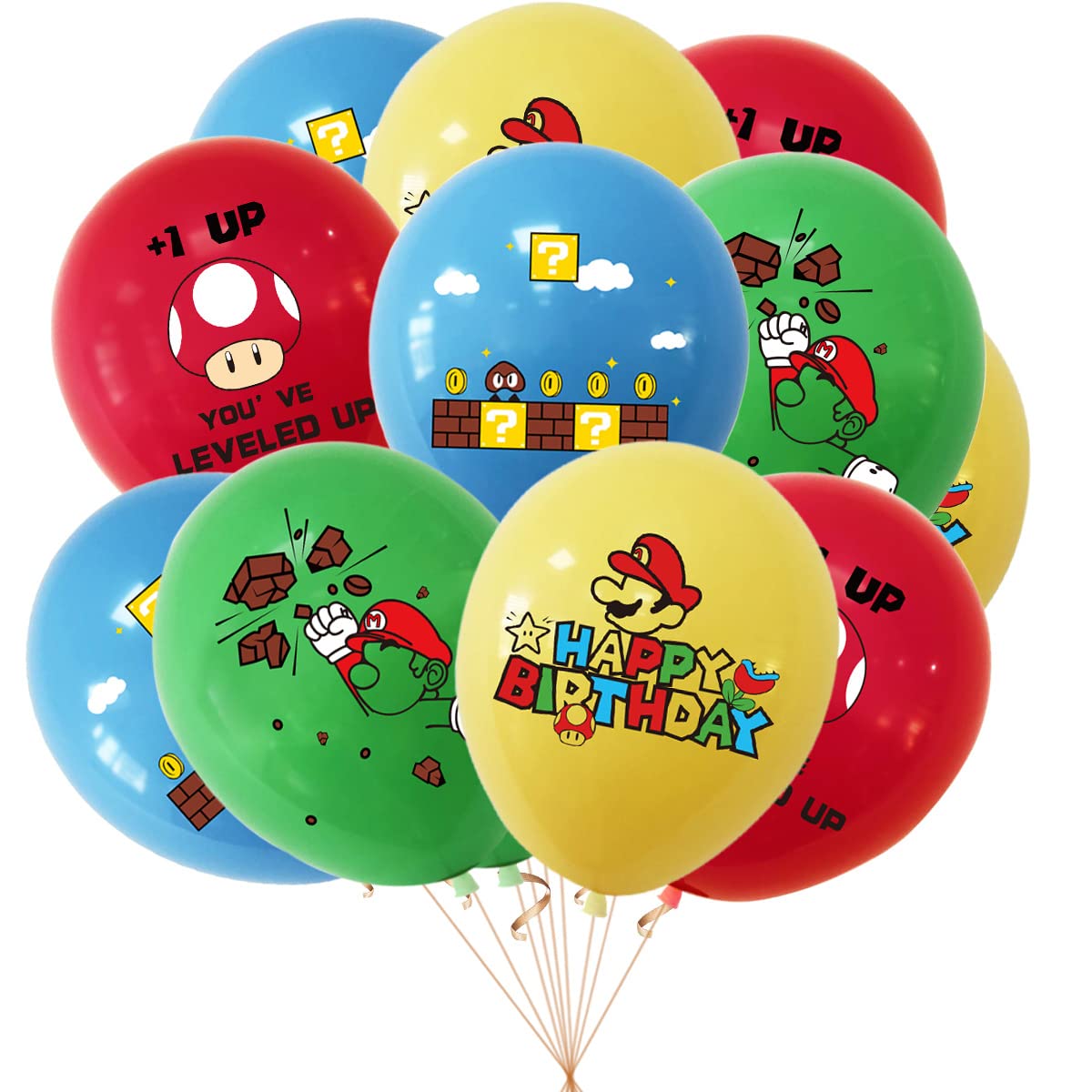 Mario Birthday Party Decoration Set, Super Bros Party Balloon Banner Cake Toppers, Mario Theme Party Decoration