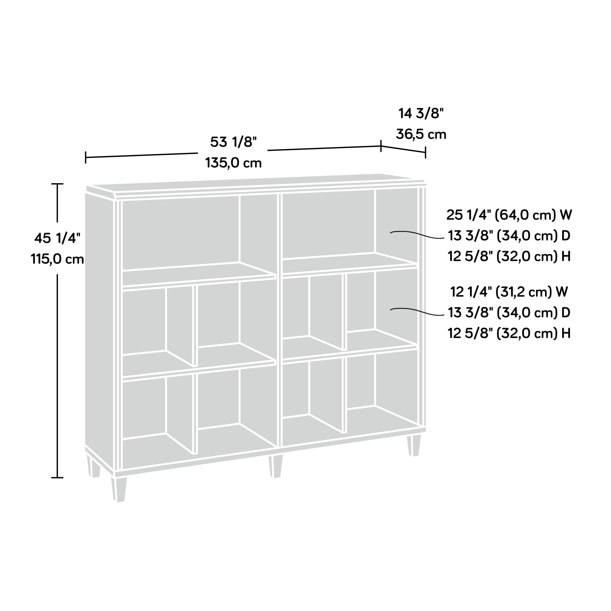 Sauder Willow Place Cubby Storage Organizer Book Shelf, Grand Walnut Finish