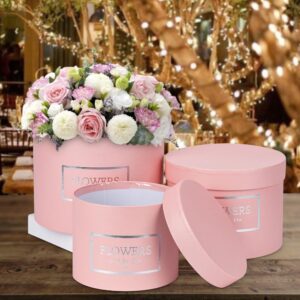 GnFlus Pink Gift Box Round Gift Boxes with Lids Set of 3 Nesting Gift Boxes for Presents Assorted Sizes Flower Boxes for Arrangements Birthday Wedding Bridesmaid Graduation Christmas Party Gift Bags