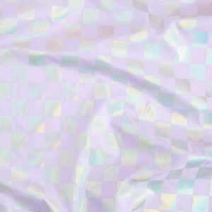 xo, Fetti Purple and Iridescent Checkered Washable Tablecloth - 9 ft. | Birthday Party Decorations, Disco Bachelorette Party Supplies, Retro Tableware, Cute Table Cover