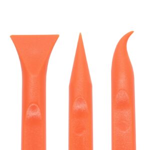 Cionyce 12 Pack Pen-Shaped Scraper Plastic Cleaning Scraper Tool Non-Scratch Cleaning Scraper 3-Kind(Orange)