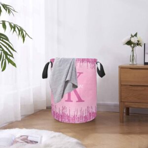 Personalized Hampers Custom Laundry Basket Pink Flow With Name Custom Laundry Hamper Dirty Clothes Basket Collapsible Storage Basket With Handle For Bathroom Living Room Bedroom