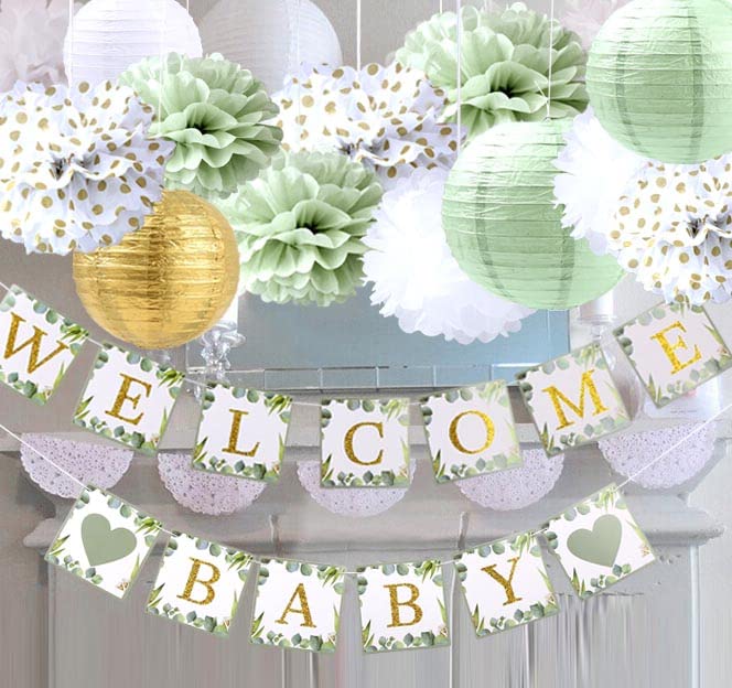 luckylibra Welcome Baby Banners Baby Shower Decorations