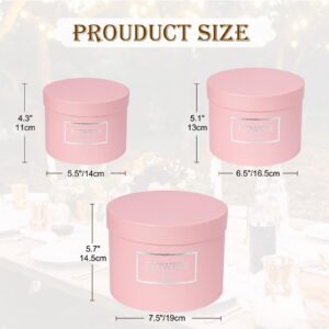 GnFlus Pink Gift Box Round Gift Boxes with Lids Set of 3 Nesting Gift Boxes for Presents Assorted Sizes Flower Boxes for Arrangements Birthday Wedding Bridesmaid Graduation Christmas Party Gift Bags