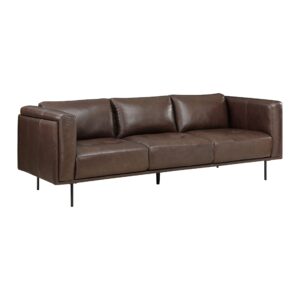 Lexicon Leather Couch, Top Grain Leather Sofa, Modern Couch, Oversized Sofa with Solid Wood Frame and Metal Legs, Couch Leather Sofas for Living Room, Bedroom, Office, 3-Seater Couches, Brown