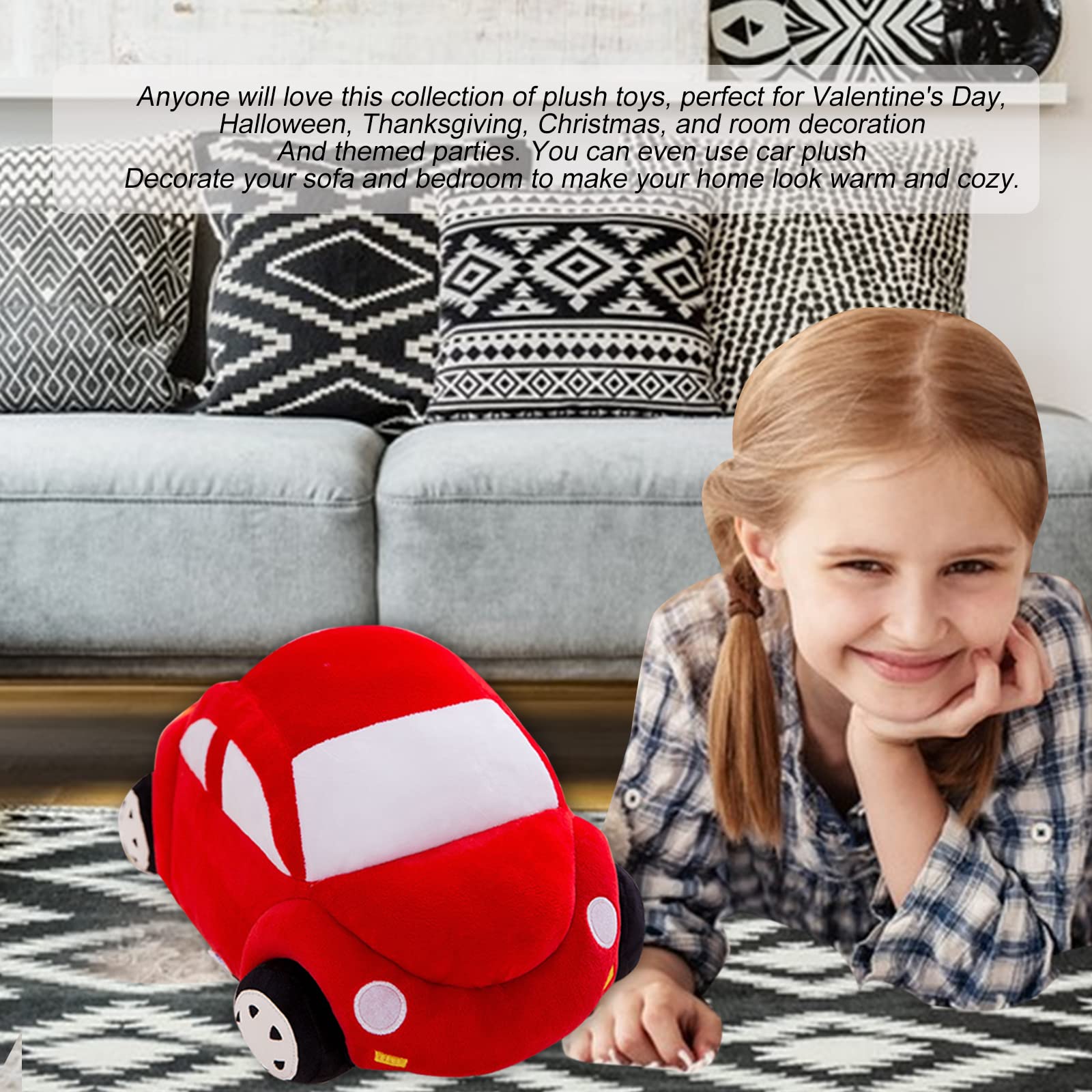 CHELEI2019 12.6" Car Stuffed Animal,Soft Red Stuffed Car Plush Pillow Toy,Gifts for Boys,Kids