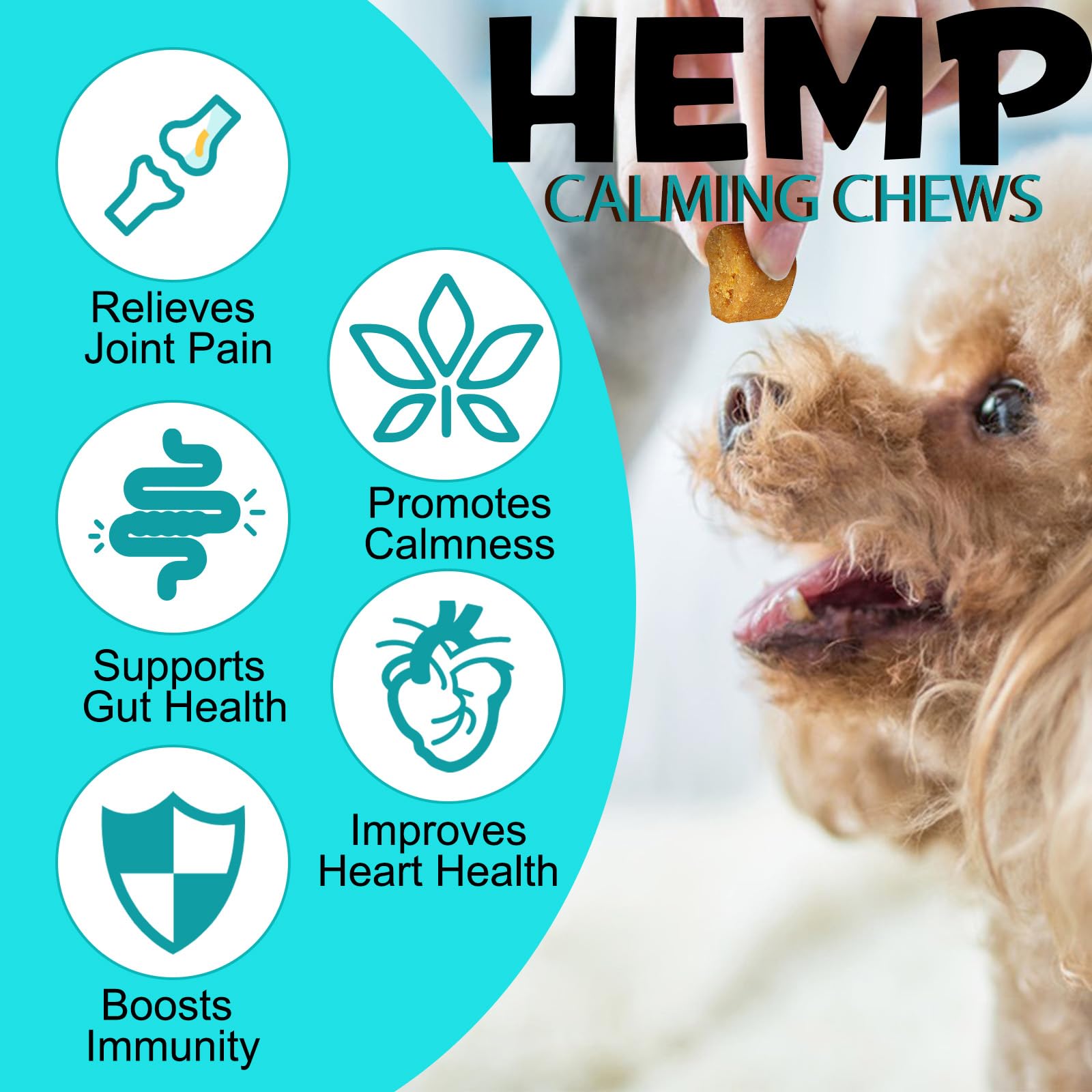 Oimmal Hemp Calming Chews for Dogs, Dog Anxiety Relief Calming Treats, Dog Calming Treats for Separation, Barking, Stress Relief, Thunderstorms, Calming Dog Treats Calming Aid (Duck 150chews)