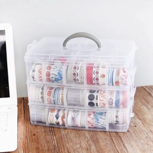 Wensdr 3 Tiers Stackable Crafts Storage Container with 30 Grids Adjustable Compartments Jewelry Crafts Bead Organizer Box Sewing Box