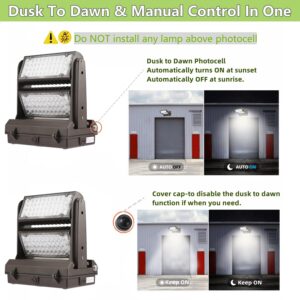 Dusk to Dawn100W Rotatable LED Wall Pack Light, 5000K 13000LM 400-600W HPS/HID Equiv, ETL Adjustable Head Outdoor LED Wallpack Lighting Fixture for Area Light, Parking Garages,Warehouse,Entrance