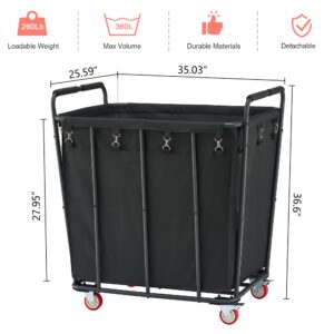 Hoctieon Large Rolling Laundry Hamper with Wheels, Laundry Sorter Cart for Clothes Storage, Durable Laundry Basket with Lockable Wheels, Heavy Duty Clothes Hamper for Laundry & Bedroom, Black