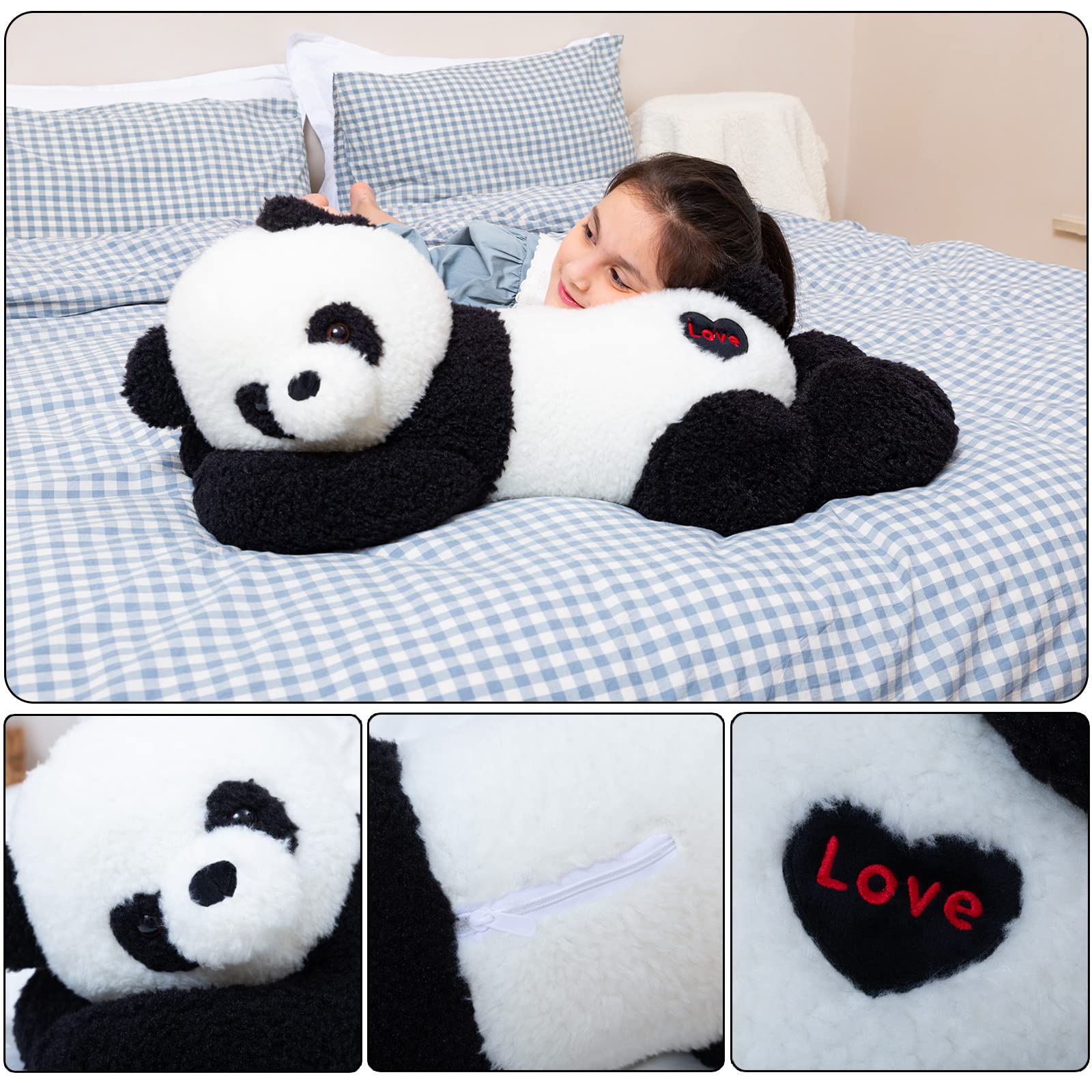 Somao Giant Panda Bear Stuffed Animal Plush Toy Cute Large Panda Soft Hugging Pillow for Kids Girlfriend Sleeping Cushion Gift (80cm/31.4inch) …