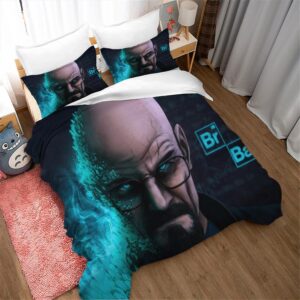 NICHIYOBI Breaking TV Werner Heisenberg Duvet Cover Set 3D Bedding Comforter Cover 3 Pcs (1 Duvet Cover+2 Pillowcases) Bedding Set (06,Full-80x90in+20x30in*2)