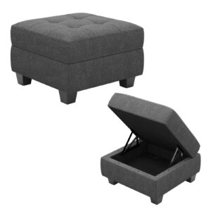 Belffin Ottoman Module with Storage for Modular Sofa Sectional Couch Cube Seat Square Storage Ottoman Footrest Modern Fabric Dark Grey