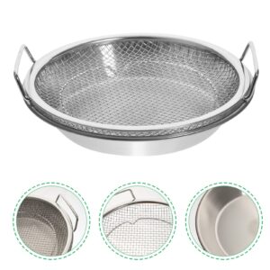 HEMOTON 1 Set Mesh Drain Pan Vegetable Tray Smokeless Grill Pan Stovetop Barbecue Grill Convenient Fruits Plate Filter Snack Storage Plate Dessert Plate Stainless Steel Fried