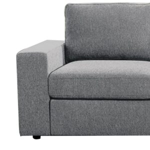 Benjara Brody 120 Inch 4 Seater Sofa with Padded Cushions, Square Arms, Light Gray