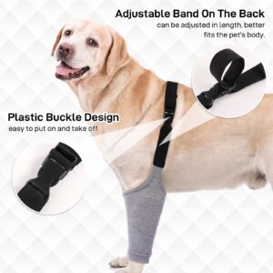 Dog Recovery Suit Front Legs, Dog Recovery Sleeve After Surgery with Elastic Band, Protective Elbow Protector for Medium Large Dogs, Dog Cone Alternative to Stop Licking Leg Wounds,Grey,XL