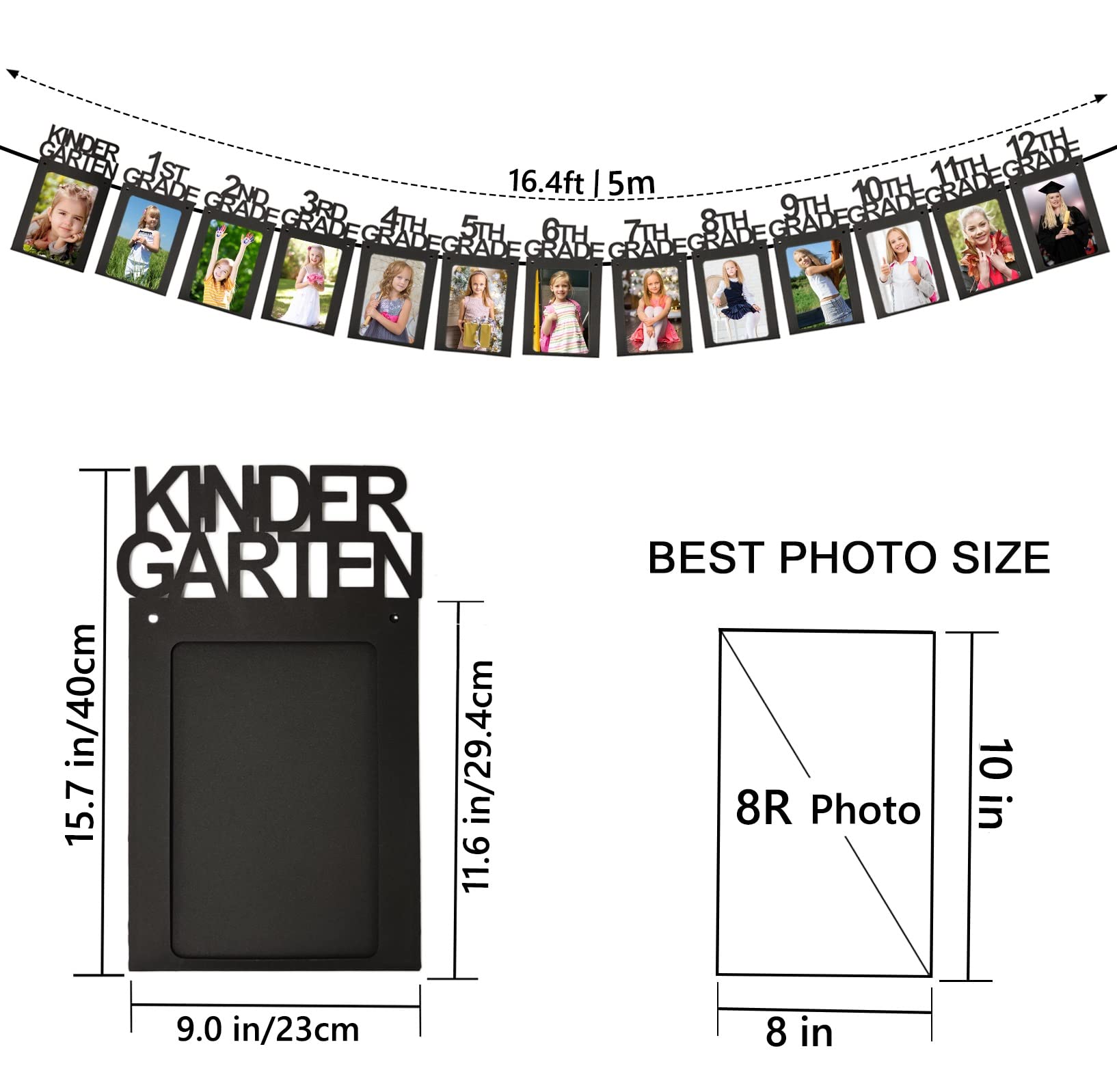 2023 Graduation Decorations Graduation Photo Banner K-12 for Graduation Party Decor Class of 2023 Decorations 8x10 Paper Photo Frame Graduation Picture Banner for High School 2023 Graduation Party