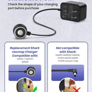 Replacement for Shark Vacmop Charger, Cordless Hard Floor Vacuum Mop Shark VM252 VM252C VM251 QM250 VM250 Magnetic Power Cord Charger