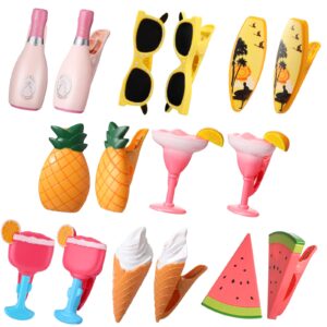 honoson 16 pcs beach towel clips for beach chairs beach chair clips for towels beach towel holder plastic cute clothes pins funny decorative clothespins for patio pool accessories summer, 8 styles