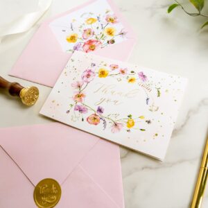 Gooji 4x6 Spring Floral Thank You Cards with Envelopes (Bulk 20-Pack) Bridal Shower Thank You Cards with Envelopes | Birthday Party, Baby Shower, Weddings, Greeting, Blank Notes, Small Business