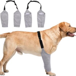 Dog Recovery Suit Front Legs, Dog Recovery Sleeve After Surgery with Elastic Band, Protective Elbow Protector for Medium Large Dogs, Dog Cone Alternative to Stop Licking Leg Wounds,Grey,XL