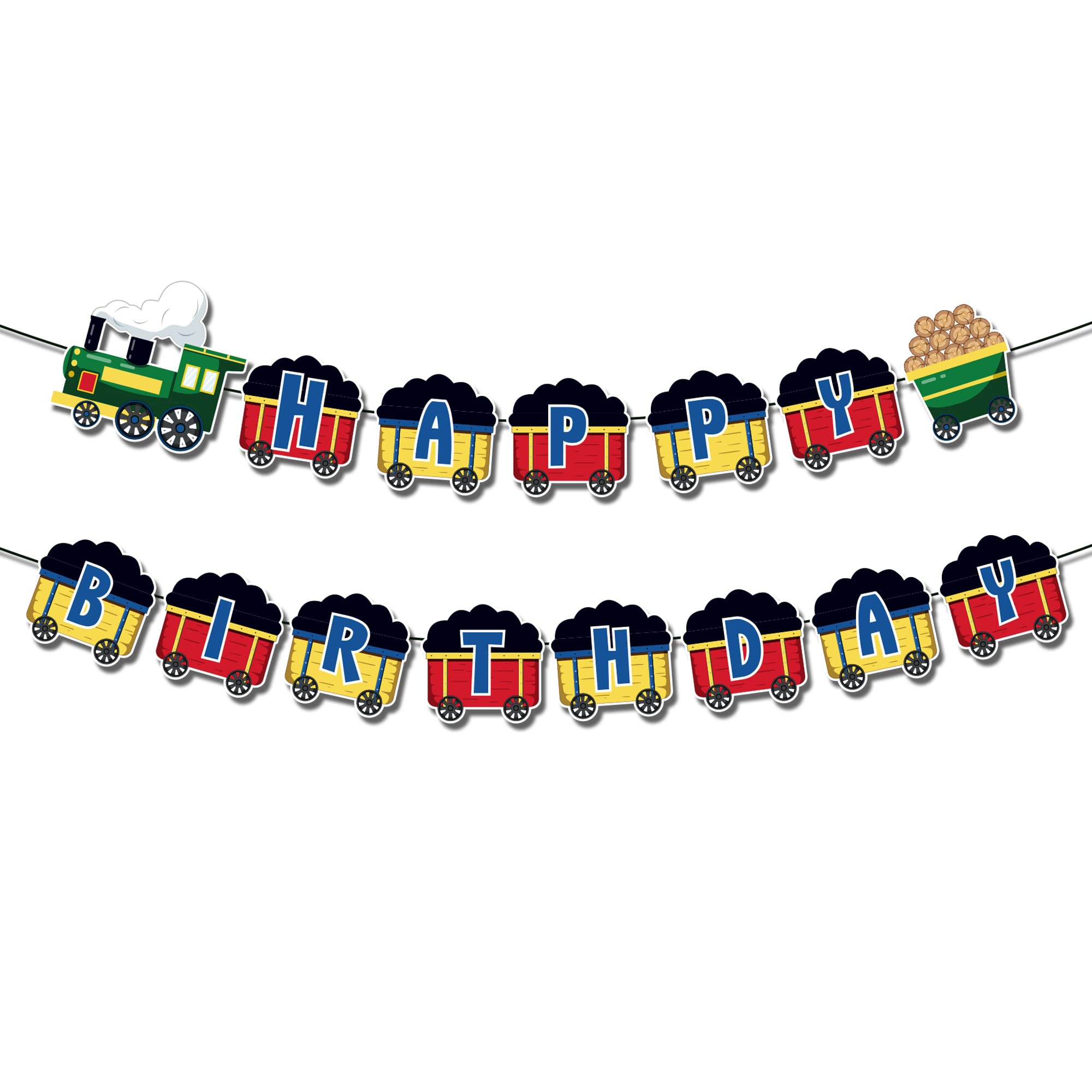 Train Happy Birthday Banner Train Birthday Party Banner Decorations Railroad Happy Birthday Party Sign Decorations for Train Theme Birthday Baby Shower Party Supplies