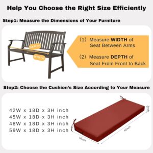 idee-home Outdoor Bench Cushion 42 inch, Patio Bench Cushion Indoor, Patio Furniture Chair Pad, Porch Swing Cushion with Ties, Bay Window Seat Sofa Garden Replacement Loveseat Cushion