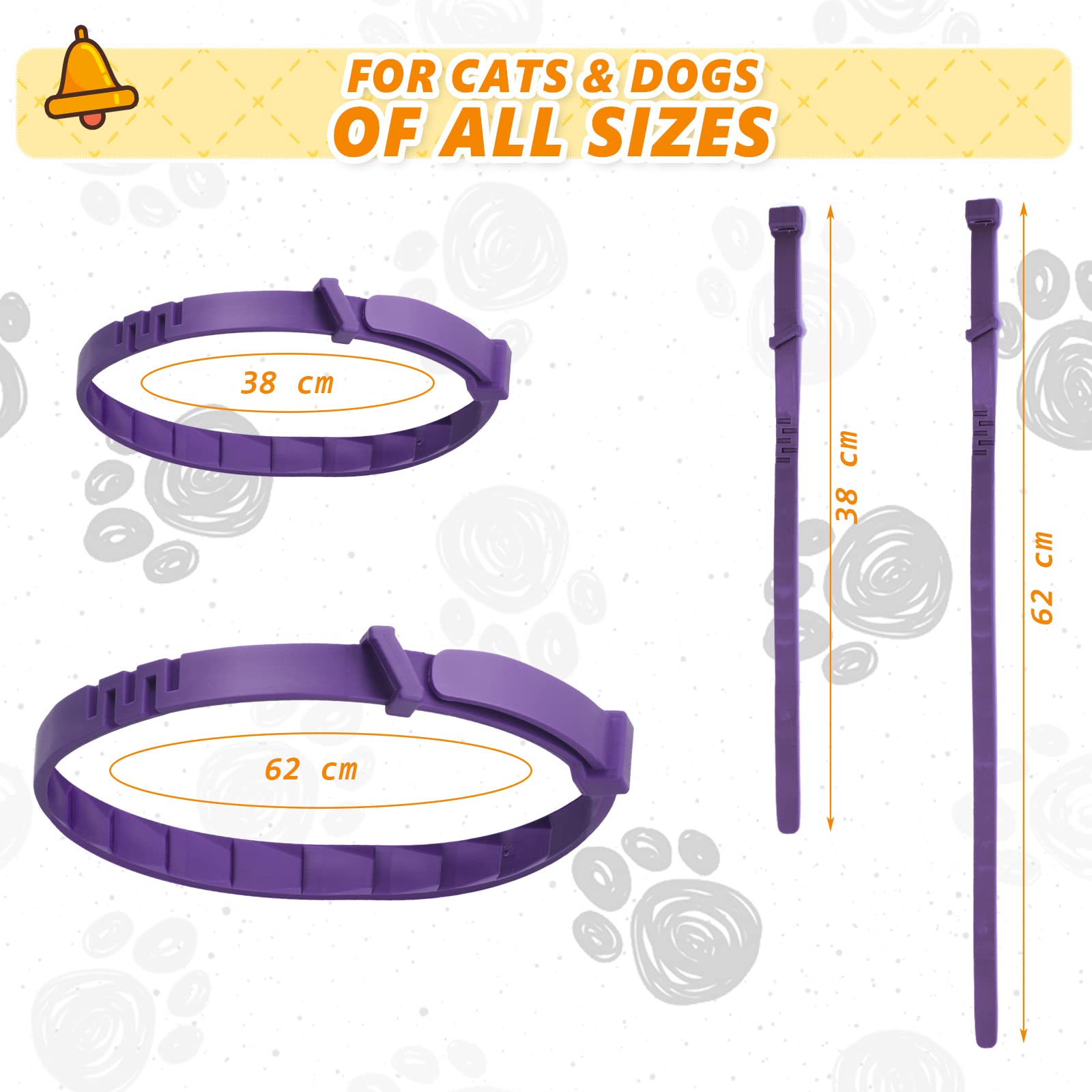 Qualirey 3 Pcs Cat Adjustable Calming Collar, Reduce Anxiety Cat Collars for Pets, Calm Collar Pacify Kitten, Suitable for Small, Medium and Large Cats, 15 Inches (Purple)