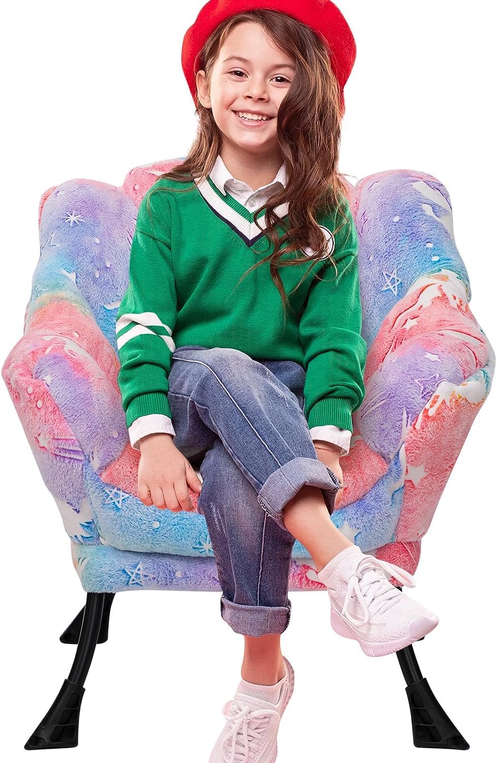 ALIMORDEN Kids Lazy Chair, Glow in The Dark Lovely Unicorn Patterns Toddler Chair, Steel Frame Leisure Sofa with Armrests, Super Soft and Comfy