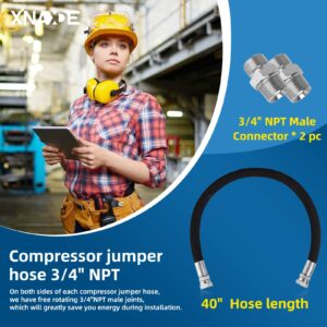 [2023 Upgraded] 40" x 3/4" Universal Compressor Jumper Hose - Two 3/4" Adapters, MAX 15MPA, 2175 PSI F0215-3 YEARS WARRANTY