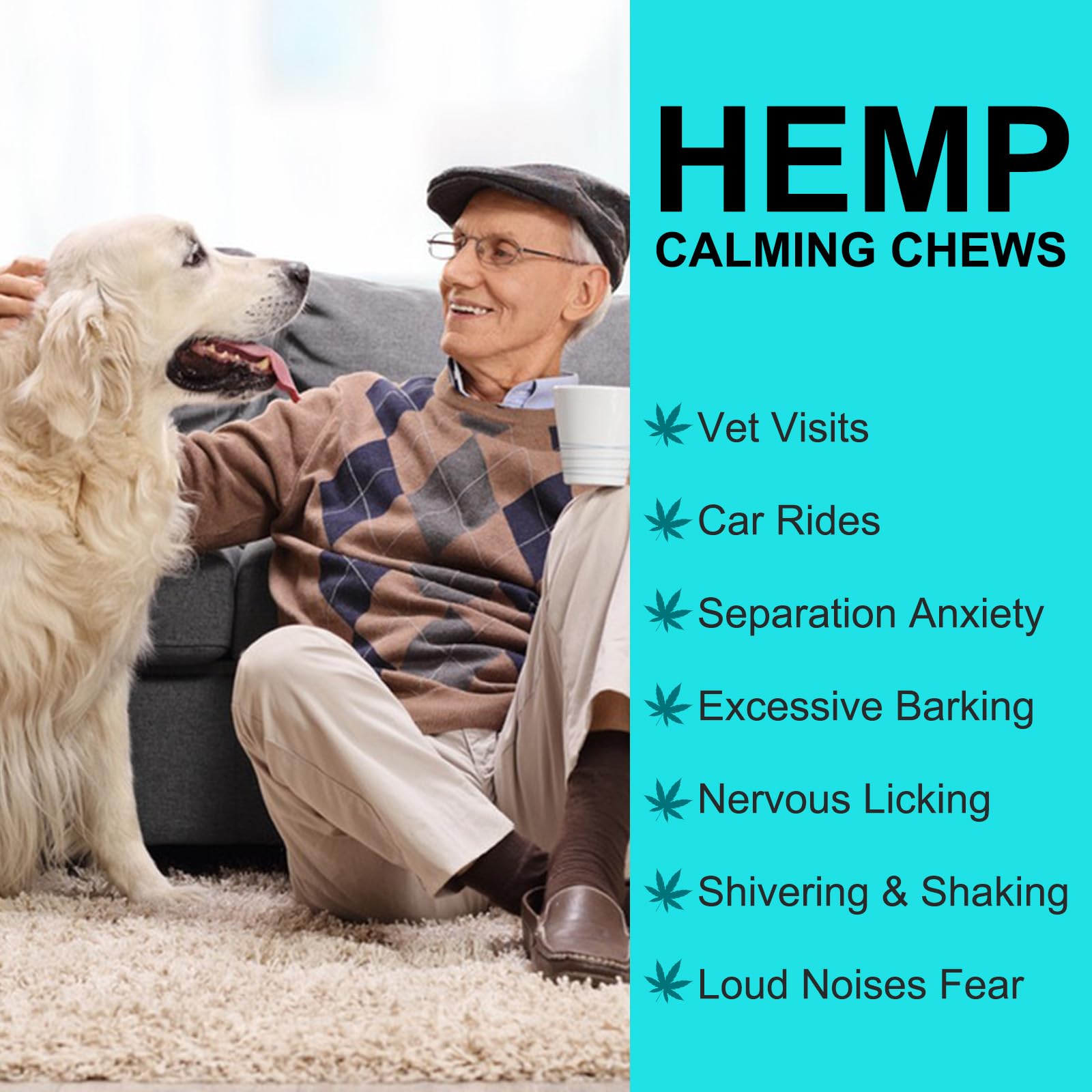 Oimmal Hemp Calming Chews for Dogs, Dog Anxiety Relief Calming Treats, Dog Calming Treats for Separation, Barking, Stress Relief, Thunderstorms, Calming Dog Treats Calming Aid (Duck 150chews)