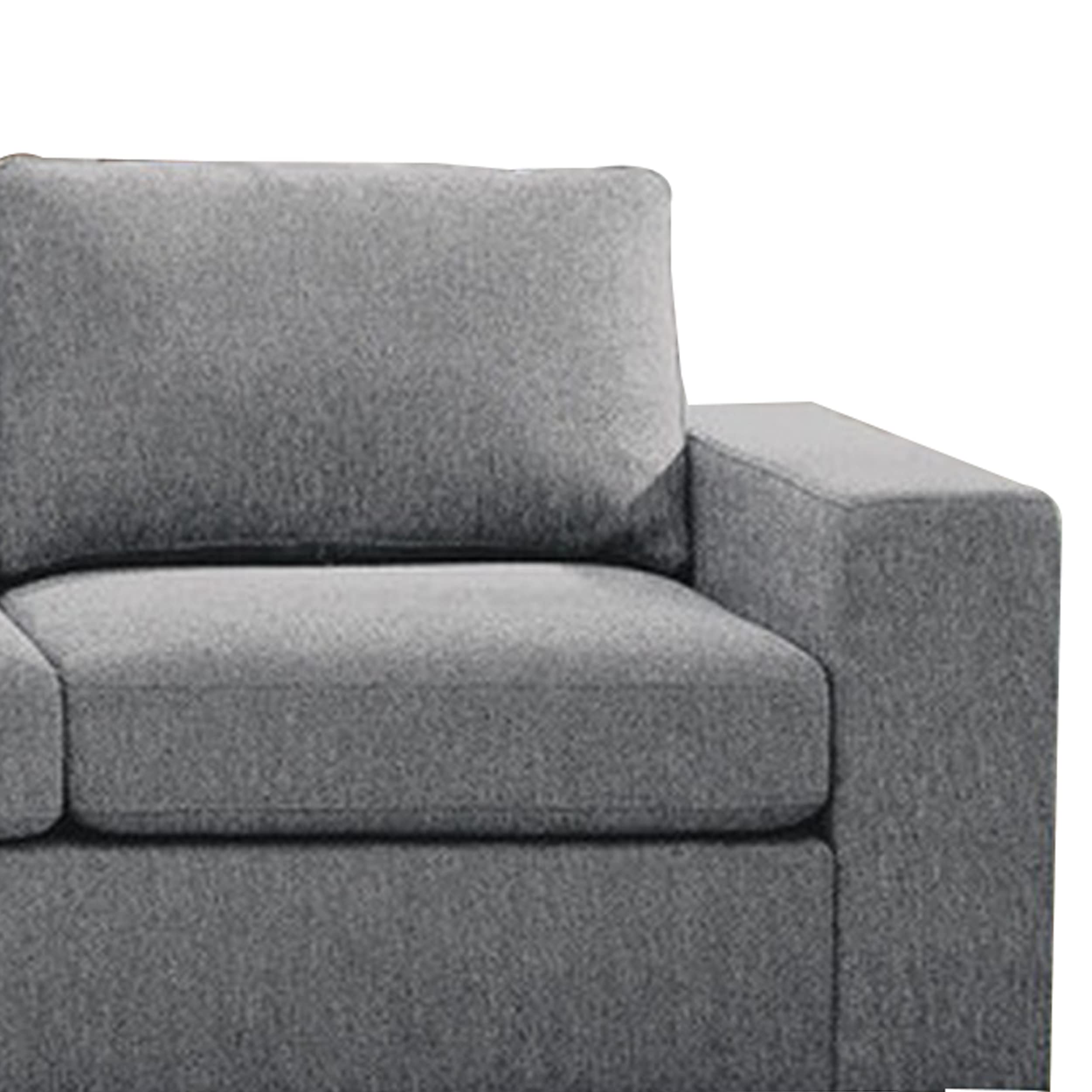 Benjara Brody 120 Inch 4 Seater Sofa with Padded Cushions, Square Arms, Light Gray