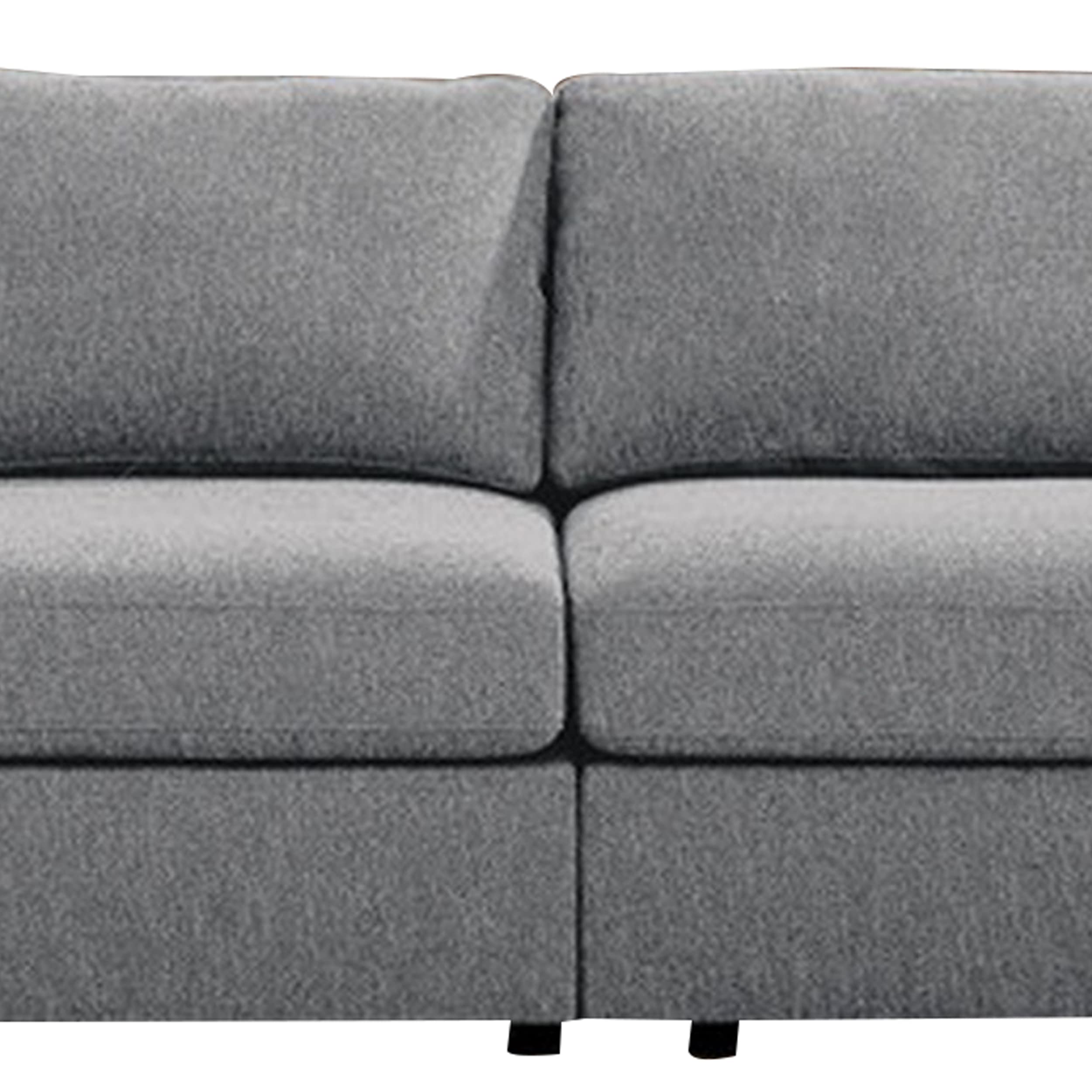 Benjara Brody 120 Inch 4 Seater Sofa with Padded Cushions, Square Arms, Light Gray